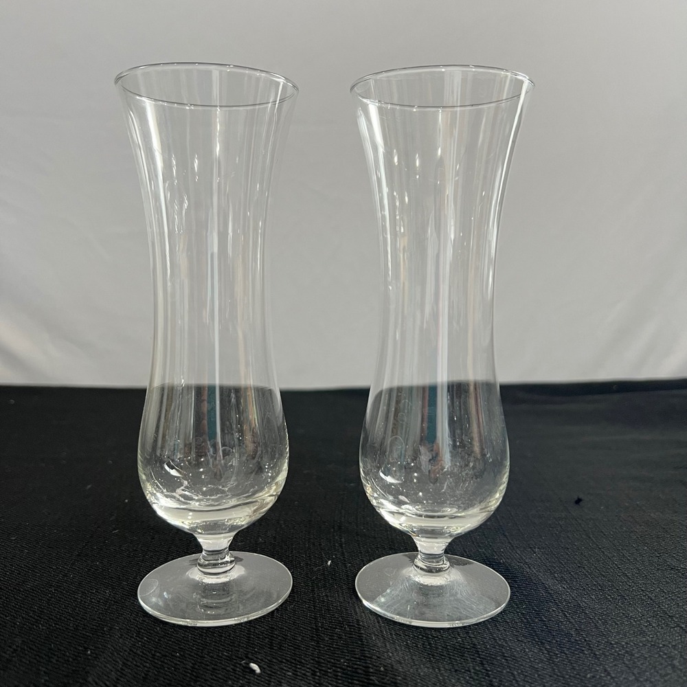 Set of 2 Clear Glass Hurricane Champagne Flute Glasses 7 Inch